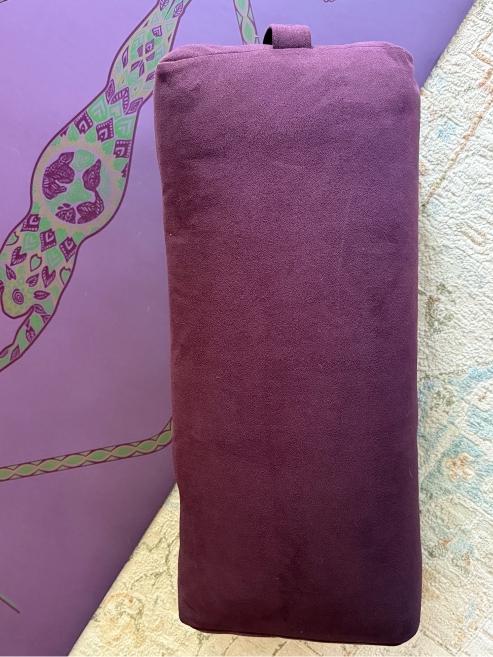 Plum Rectangular Velvet Bolster Pillow- manduka